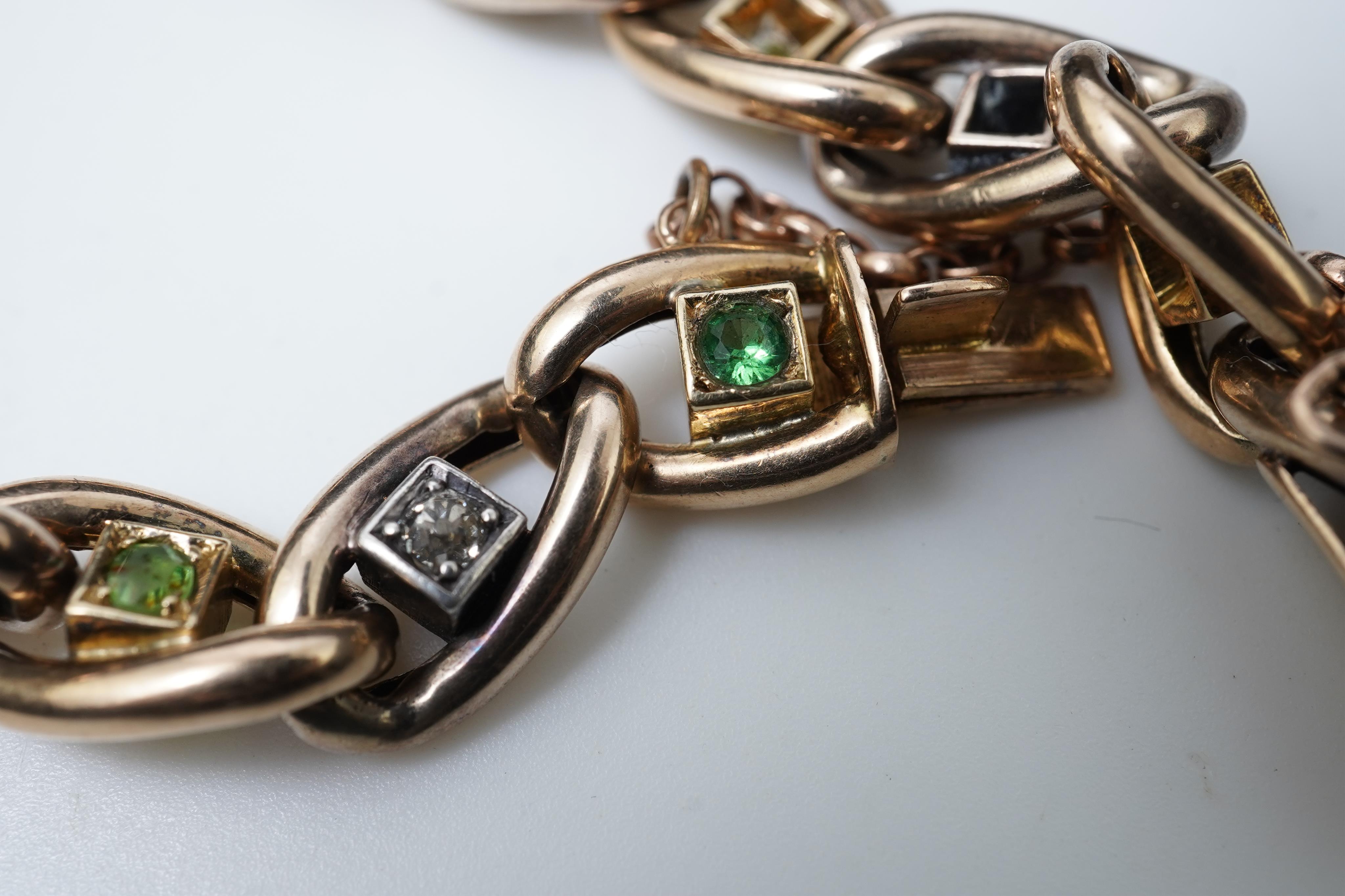A demantoid garnet and diamond bracelet, early 20th century